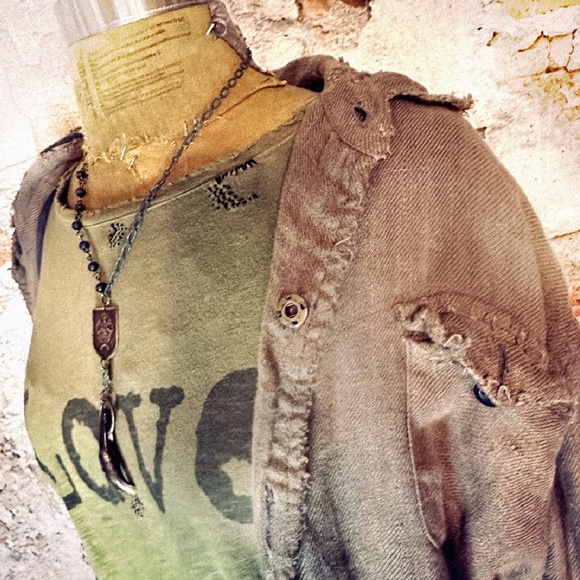 Magnolia Pearl Tops - magnolia pearl distressed & mended "love" top
